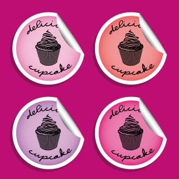 Cupcake stickers Stock Illustration