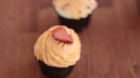 Cupcake with strawberries Stock Footage 61286504