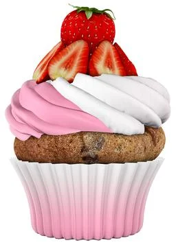 Cupcake Strawberry Stock Illustration