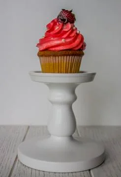 Cupcake with strawberry Stock Photos