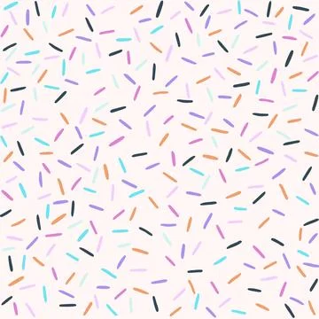 Cupcake sugar sprinkle background, Seamless pattern with colorful sprinkles. Stock Illustration