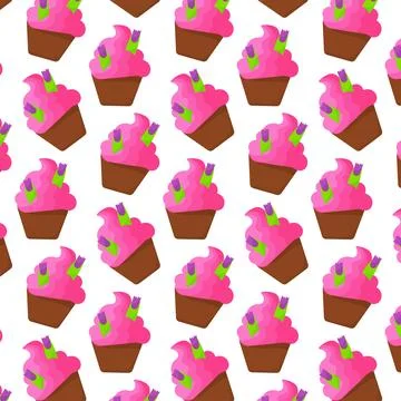 Cupcake sweet finger green pattern textile eat Illustrazione stock