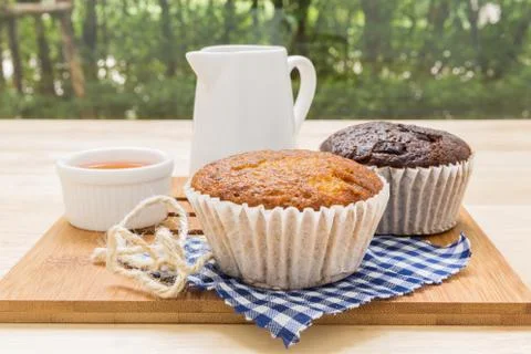 Cupcake with Tea Cup / Cupcake with Tea Background Stock Photos