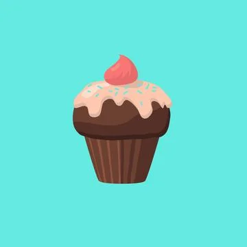 Cupcake Vector Flat Colored Icon Stock Illustration