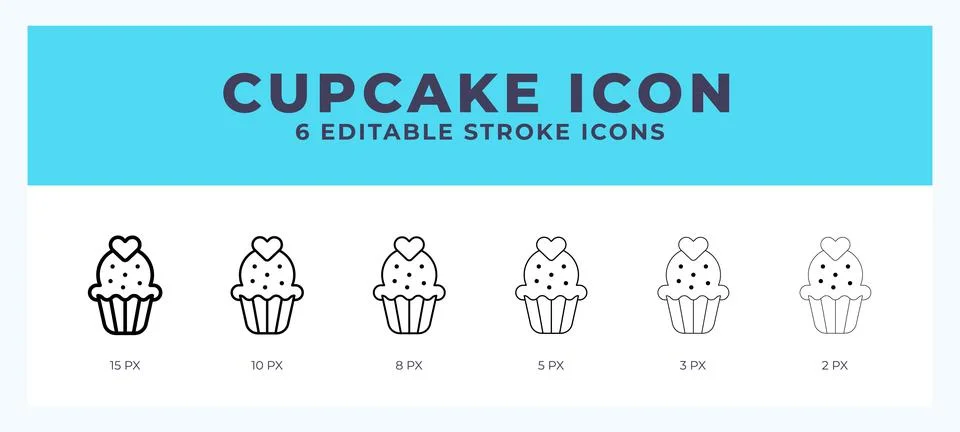 Cupcake vector icon. With different stroke vector illustration. Stock Illustration