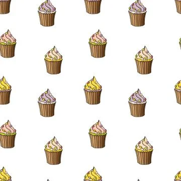 Cupcake vector pattern. Cupcake pattern background. Cupcake vector. Vector Stock Illustration