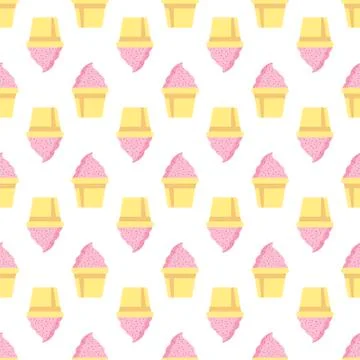 Cupcake vector pattern pink background Stock Illustration