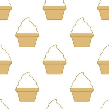 Cupcake vector pattern white background Stock Illustration