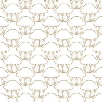 Cupcake vector pattern white background Stock Illustration