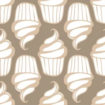 Cupcake vector pattern white background Stock Illustration