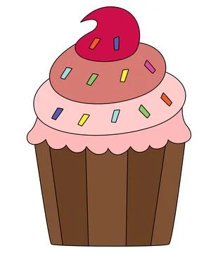 A cupcake on white background Stock Illustration