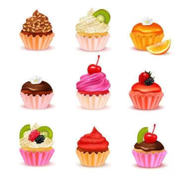Cupcakes Assortment Set Illustrazione stock