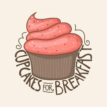 Cupcakes for breakfast t-shirt design Stock Illustration