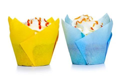 Cupcakes with caramel Stock Photos