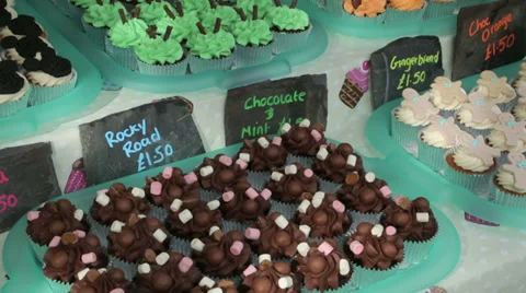Cupcakes on display Stock Footage 31873365