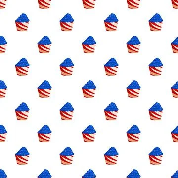Cupcakes displaying american flag pattern seamless repeating design Illustrazione stock
