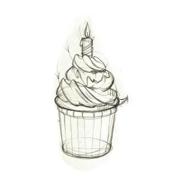 Cupcakes. Hand painted graphics illustrations cupcakes design for holidays Stock Illustration