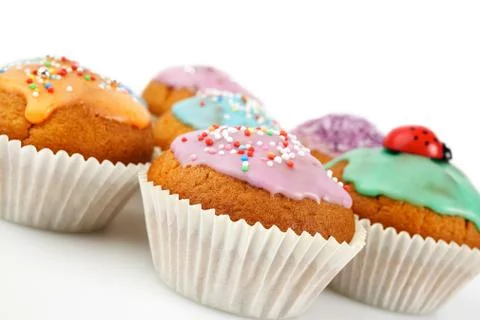 Cupcakes with icing Stock Photos