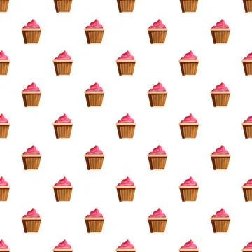 Cupcakes pattern creating a sweet baking background Stock Illustration