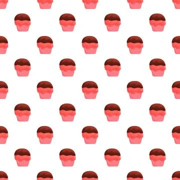 Cupcakes pattern creating a sweet dessert background Stock Illustration