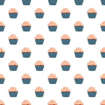 Cupcakes pattern creating sweet dessert background Stock Illustration