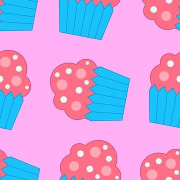 Cupcakes pattern 스톡 일러스트
