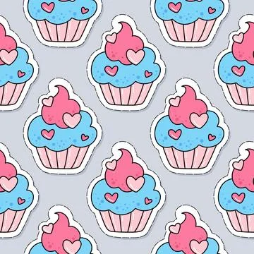 Cupcakes pattern Ilustração Stock