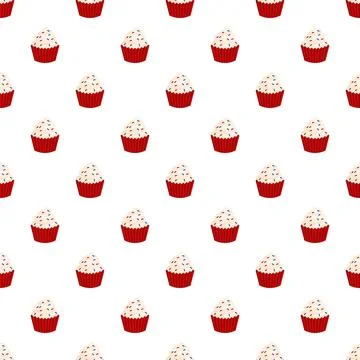Cupcakes pattern showing sweet baked muffins with sprinkles 스톡 일러스트