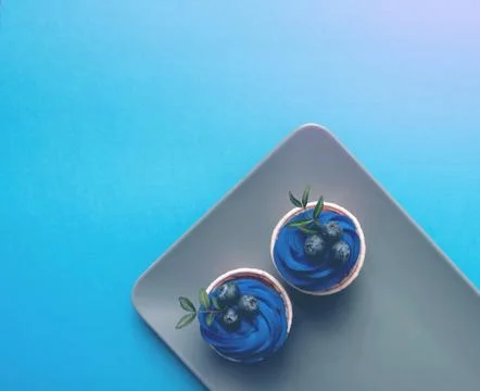 Cupcakes on a rectangular plate, top view Stock Photos