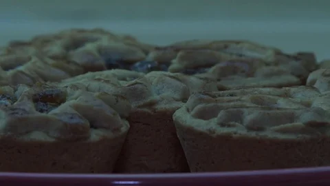 Cupcakes on red plate Stock Footage 82009035