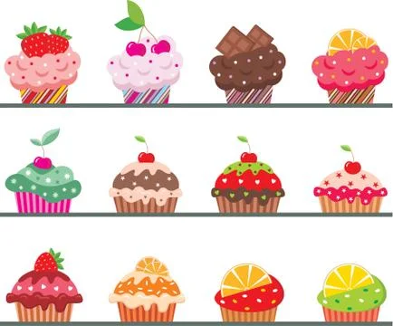 Cupcakes on a regiment Stock Illustration