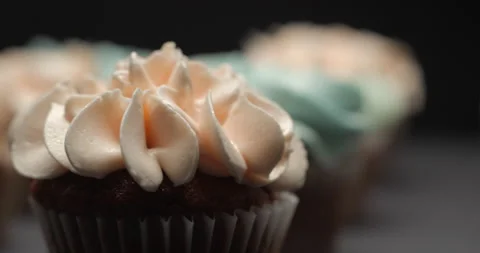 Cupcakes rotating close-up studio 4K Video stock 148447282