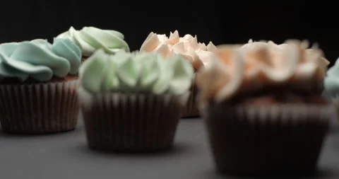 Cupcakes rotating close-up studio 4K Video stock 148447426