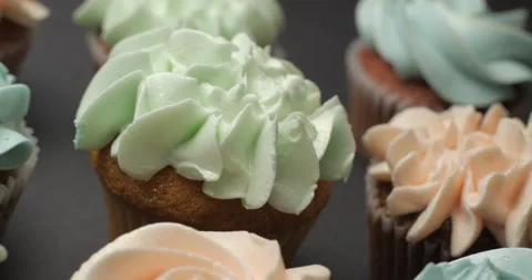 Cupcakes rotating close-up studio 4K Video stock 148447521