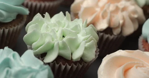 Cupcakes rotating close-up studio 4K Video stock 148447761