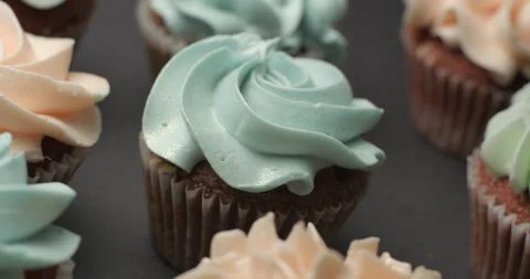 Cupcakes rotating close-up studio 4K Video stock 148448023