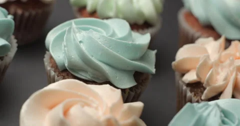 Cupcakes rotating close-up studio 4K Video stock 148448089