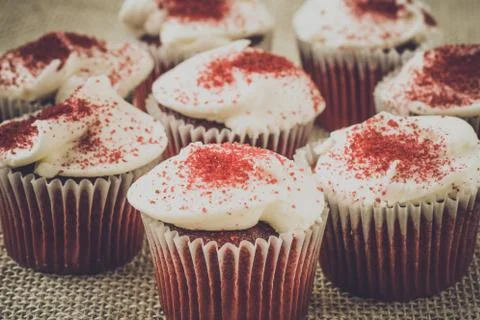 Cupcakes with rustic backgound Stock Photos