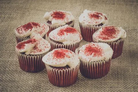 Cupcakes with rustic backgound Stock Photos