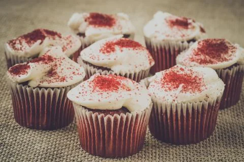 Cupcakes with rustic backgound Stock Photos