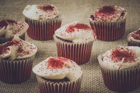 Cupcakes with rustic background Stock Photos