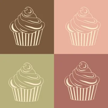 Cupcakes Seamless linear pattern 库存插图