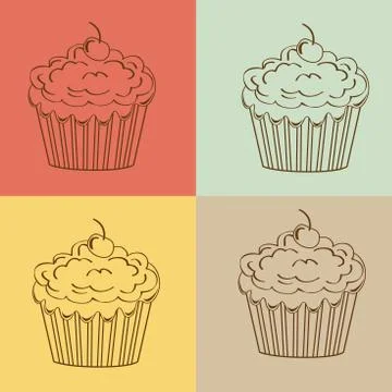 Cupcakes Seamless linear pattern Stockillustratie