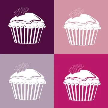 Cupcakes Seamless linear pattern 库存插图