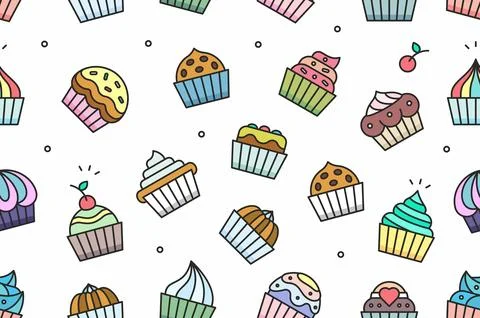 Cupcakes seamless pattern Illustrazione stock