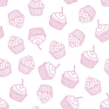 Cupcakes seamless pattern. Sweet background. Vector illustration Stock Illustration