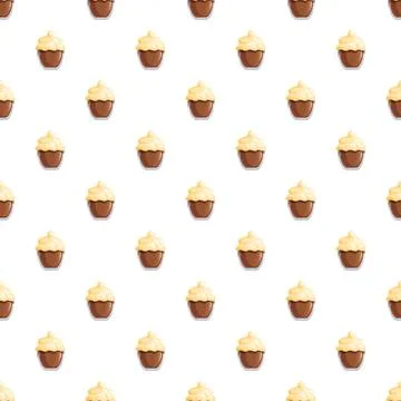 Cupcakes seamless pattern for sweet dessert packaging background Illustrazione stock