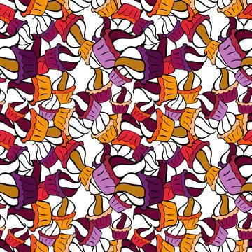 Cupcakes seamless pattern with watercolor on red, black and white background. Ve Ilustração Stock