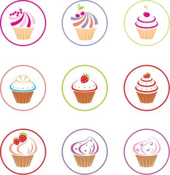 Cupcakes set Stock Illustration