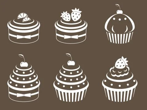 Cupcakes set Stock Illustration